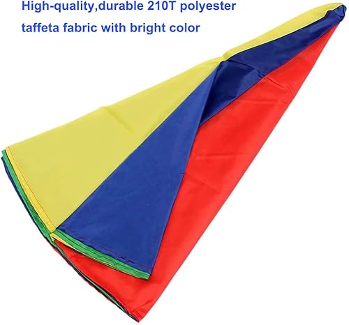 Miniatura 8 de AMYESE Paracaídas arcoíris de 10 pies  16.4 pies para juegos de fiesta al aire libre, juguetes de juego de equipo cooperativo de grupo de