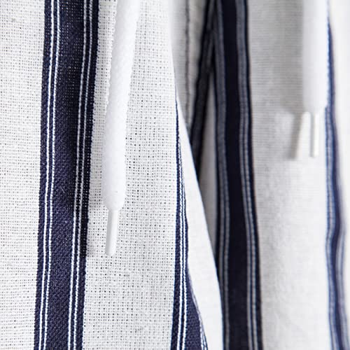 Short masculino casual de algodão e linho listrado com cordão e cintura média com bolso, Branco, 3X-