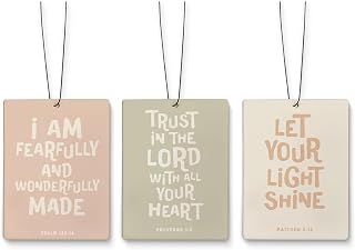 Christian Gifts for Women Air Freshener for Car，Bible Verse Air Freshener Hanging 3 Pcs for Cars Closet Drawer Books Bedroom,I AM Fearfully and Wonderfully Made Decor for Women Girls Friends