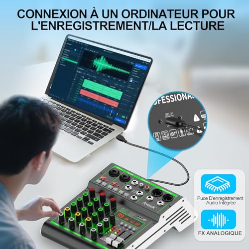Table de mixage 48V Phantom Power pour éliminer les bruits sur PC Aveek - 3