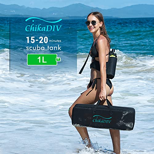 Chikadiv C400 Mini Scuba Tank Refillable Oxygen Cylinder With 1L Capacity Scuba Tank With 15-20 Minutes Underwater Diving Gear For Diver Portable Diving And Snorkeling Equipment C5 Green #TOP1