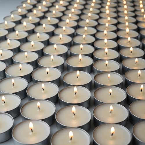 Image of Unscented Tea Light Candles | Soy Wax Blend Long-Lasting with Cotton Wick | Perfect for Home Decor, Parties, Weddings, and More | Set of 100 (White)