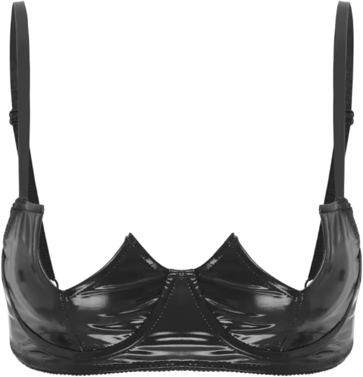 Womens Lingerie Glossy Patent Leather Underwired Design Bra Underwear Adjustable