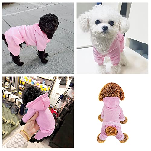 3 Pack Dog Hoodie, Pet Jumpsuit Fleece Sweatshirt With Buttons, Dog Clothes, Dog Cold Weather Coats, Winter Warm Cotton Puppy Hoodie 4 Legs Dog Clothes For Small Medium Dogs Boy Girl Black Grey Pink #TOP2