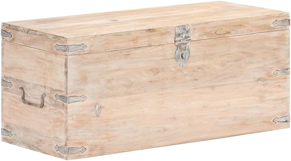 vidaXL Solid Acacia Wood Storage Chest - Ample Space, Unique Wood Grains, Lockable Design, for Living Room, Bedroom, Patio