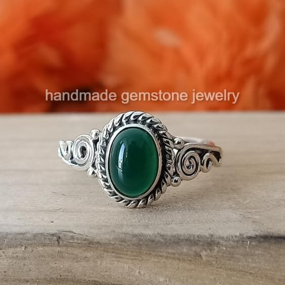 Green Onyx Ring, Statement Ring, Oval Stone Ring, Antique Ring, August Birthstone Ring, Green Stone Ring, Gemstone Ring, Wedding Ring, Bohemian Ring, Valentine's Gifts