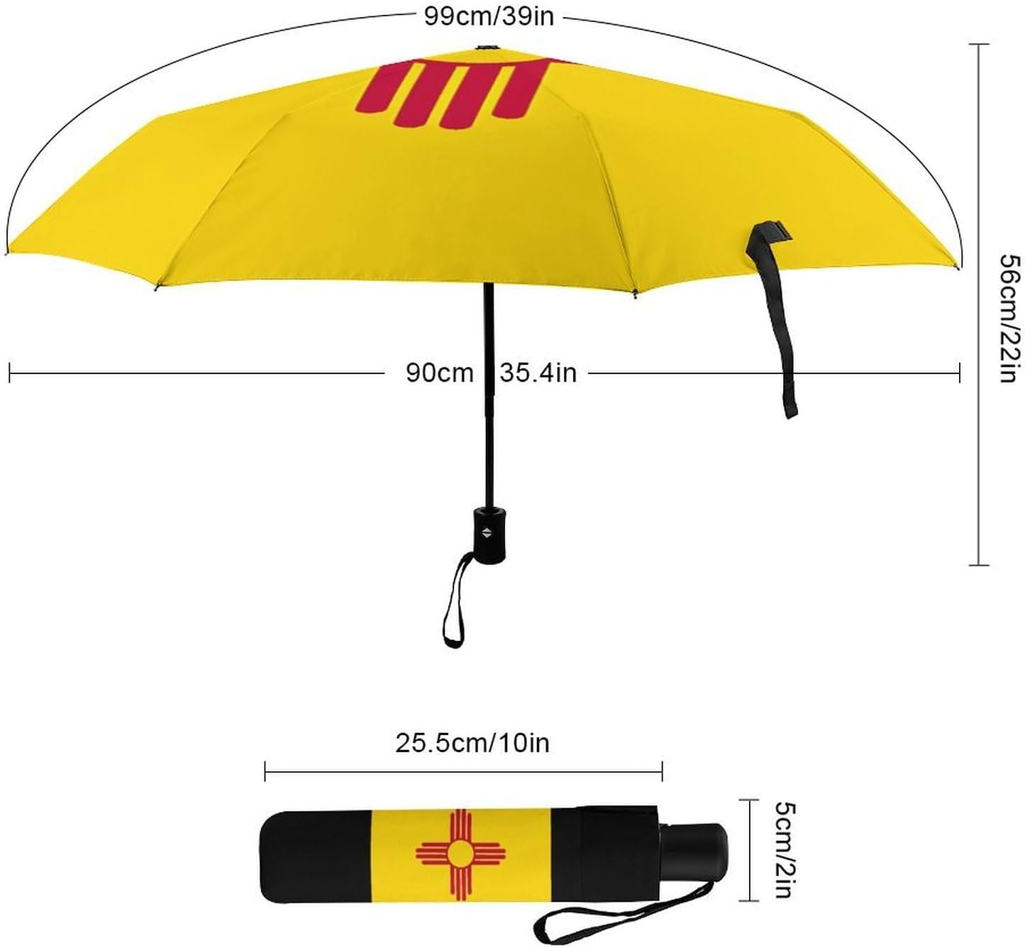New Mexico Flag Travel Umbrella Windproof Folding Umbrella | Portable,Rain&Sun