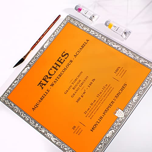 Image of Arches Watercolour Paper Blocks | Rough Natural White | for Watercolor, Acrylic Painting, Gouache and Poster Color Painting | 300 GSM, 31 x 31 cm- 20 Sheets