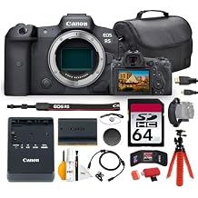 Canon EOS R5 Mirrorless Camera Bundle | 45MP Full-Frame Sensor, 8K Video & Dual Pixel CMOS AF II | Ideal for Pro Photography, Weddings, Hybrid Creators 4147C002 + 64GB Card + Bag + More
