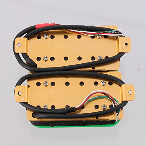 Lyws 2Pcs Ceramic Magnet Invader Style Guitar Humbucker Pickup Bridge & Neck (Green+Green) #TOP3