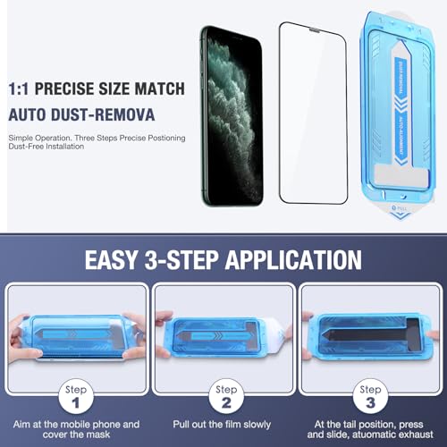 Image of 2-Pack Screen Protector for iPhone 11 Pro Max and iPhone XS Max 6.5-Inch, 9H Tempered Glass, High Definition Clear, Full Coverage, Anti-Fingerprint, Auto Dust-Elimination, No Bubble, Easy Installation