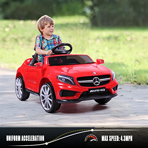 TOBBI Licensed Mercedes Benz Car for Kids,Ride on Cars with 2.4G Remote Control,Double Doors, 5 Point Safety Belt,LED Lights