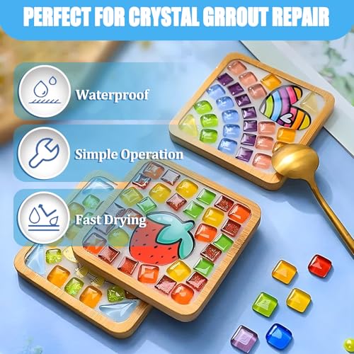OOTDART Mosaic Crystal Grout, Mosaics Tile Tools, Mosaic Tile Accessories – Essential for Handmade Grouting and Perfect for DIY Craft Projects (Translucent, 4.5oz)