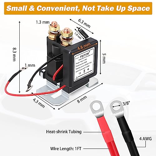 500A Starting 200A Rated Wireless Battery Disconnect Switch & 4 AWG 1FT Battery Cables Set, Remote Kill Switch for Car Truck DC12V - Thumbnail 3