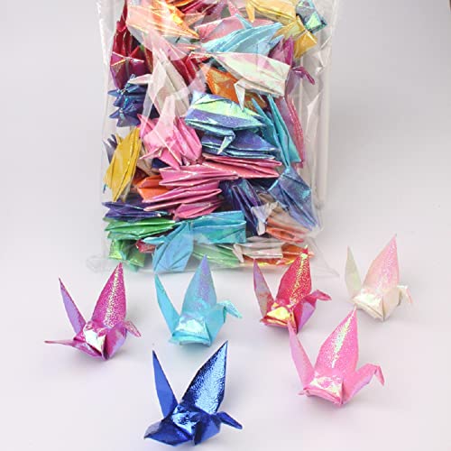 Lot de 100 grues en papier origami irisées pré-fabriquées pliées pour 1 000 grues japonaises à...