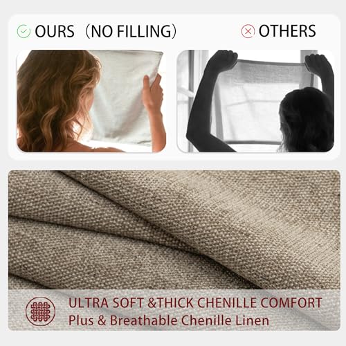 iPAHANA Pack of 2 Throw Pillow Covers 20x20, Pottery Brown Chenille Linen Blend, Ultra Soft Extra Thick Luxury Neutral Cushion Covers for Sofa Bed, Modern Boho Farmhouse Decor