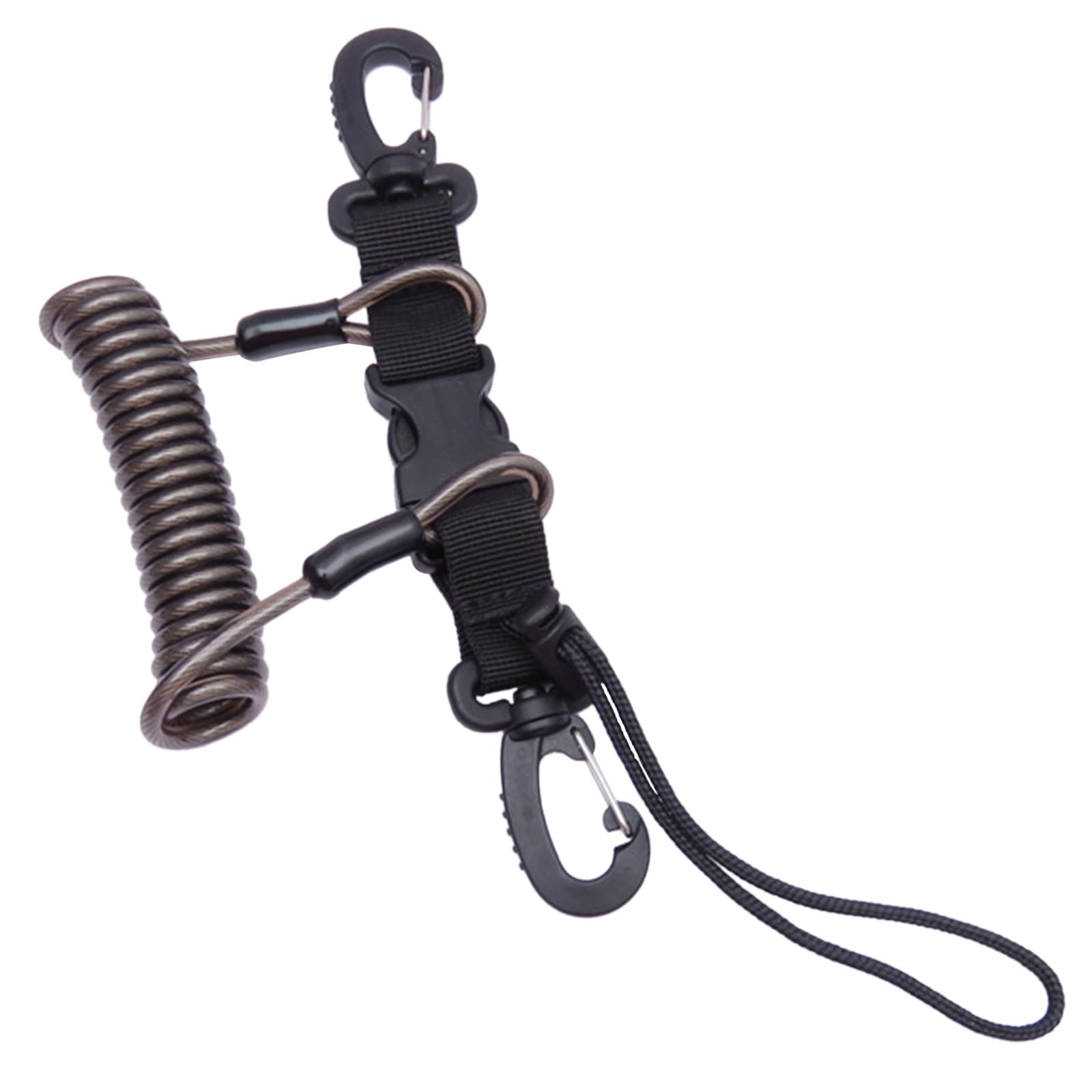 HUANGTNG Scubas Diving Lanyard Steel Wire Spring Coiled Heavy Duty Lanyard with Buckle for Cameras and Dive Lights