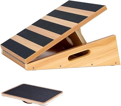 StrongTek Wooden Rocker & Slant Board Training Set Advanced Balance, Stability & Flexibility Kit for Strength, Rehab, and Fitness