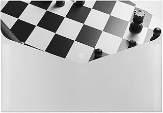 Black White Chess Checkerboard File Folder, 6-Pocket Expanding Accordion Folder with Snap Closure, Waterproof Document Organizer for Home, Office & Travel