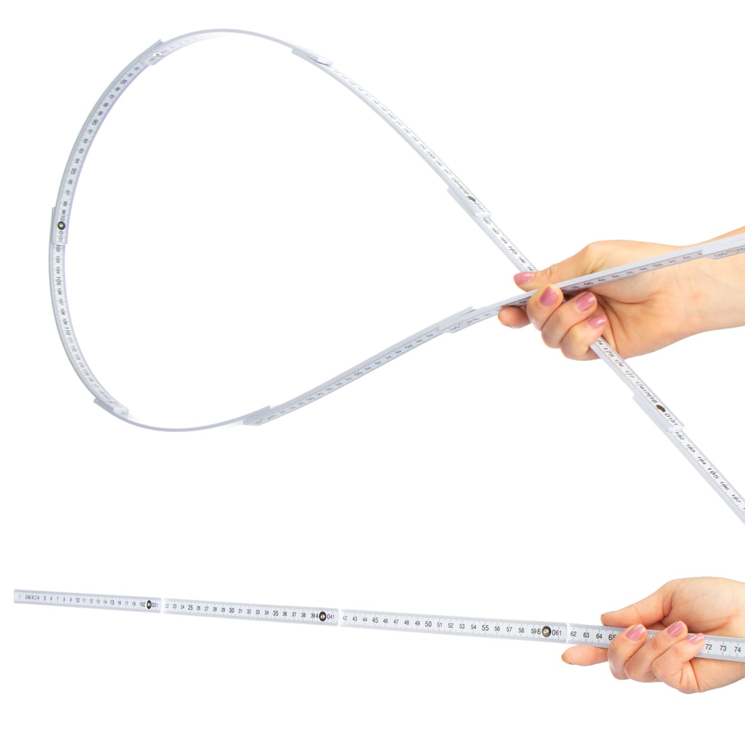com-four® 10x mètre pliant en plastique, règle de 2 mètres avec graduation centimètre, outil de mesure pour atelier et chantier