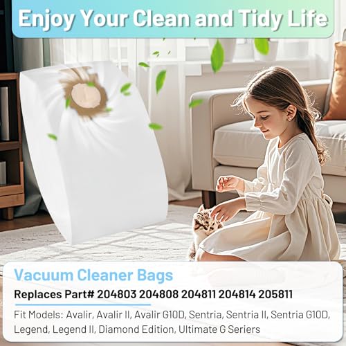Image of 6 Pack 204814 Vacuum Bags Compatible with Kirby, Micron Magic Vacuum Cleaner Bags Fit for Kirby Avalir /Sentria /Ultimate G Series Models Replaces 204811 205811 F-Style & Twist-Style