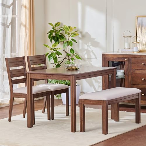 Image of Home Centre | Montoya | Engineered Wood | 4 Seater Dining Table Sets | Brown | 1 Table with 2 Chair and 1 Bench | 1 Year Warranty