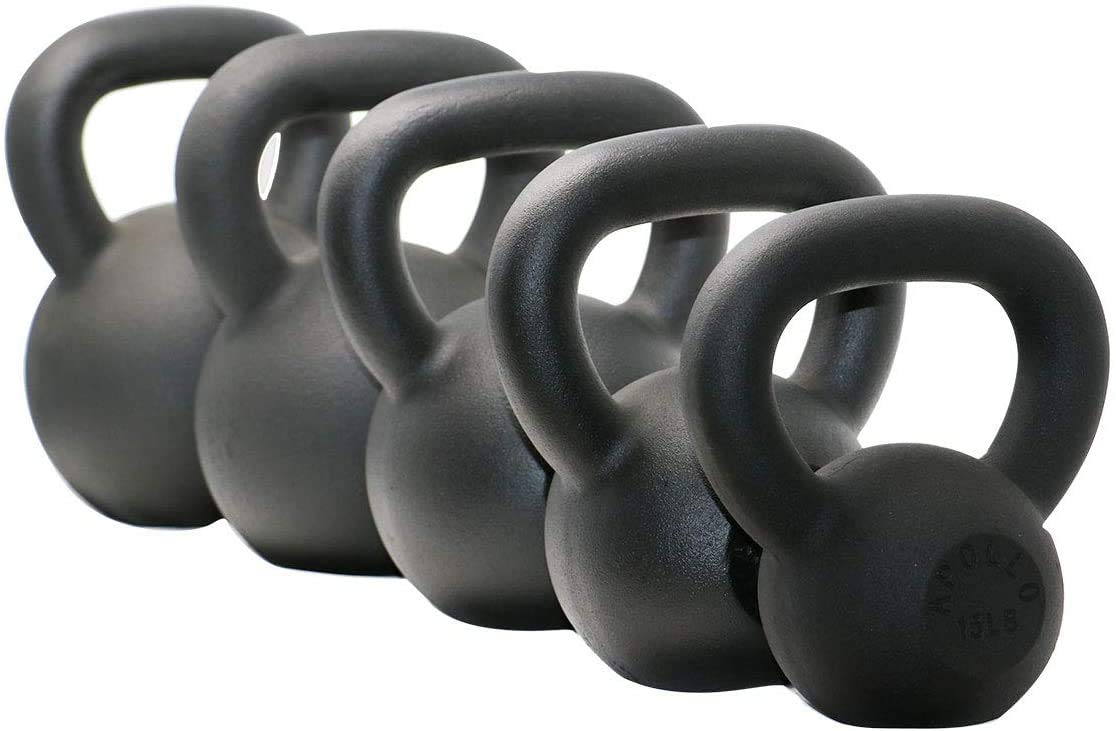 Apollo Athletics 1-Piece Solid Cast Iron Kettlebells - Ideal for Strength Training, Building Muscles, 50LB