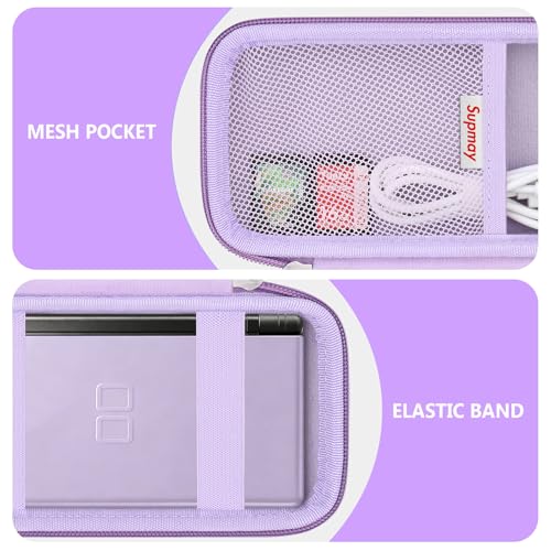 Image of Supmay Hard Carrying Case Compatible with Nintendo DS Lite NDSL, Gameboy Advance Games Storage Holder Travel Bag with Mesh Pocket for USB Charging Cable, Stylus, Earphones, Game Cartridge, Purple