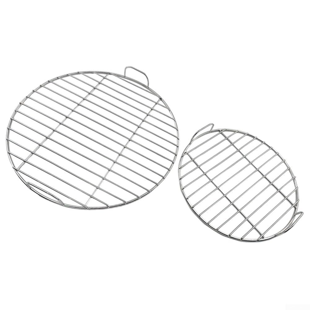 Rejilla redonda de acero inoxidable con asa, rejilla de cocción de 45 cm de diámetro para parrillas Weber 7432 y 57 cm, pieza de repuesto para barbacoa fácil de limpiar (45 cm)