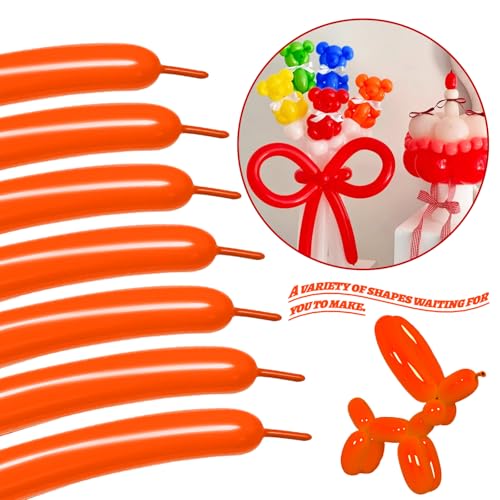 Image of LXZFCRG 260 Balloons Orange Long Balloon for Balloons Animals, Thickening Long Skinny Latex Twisting Balloon for Balloon Garland Halloween Party Suppies Birthday Wedding (Orange)