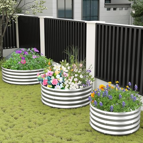 Cama de jardín elevada redonda de acero galvanizado en pack de 2 unidades para huerto casero 8