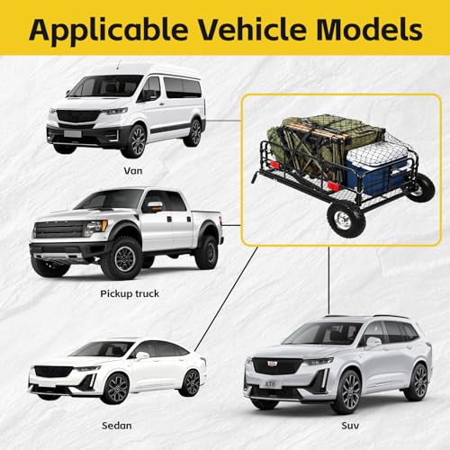 Image of MaxxHal Hitch-N-Roll 2-in-1 Cargo Carrier & Push Cart - 400 lb Capacity Hitch Mount Steel Basket with 10 inch Flat Free Tires - Foldable Utility Rack for SUV, Truck, Camping & Ranch (50243)
