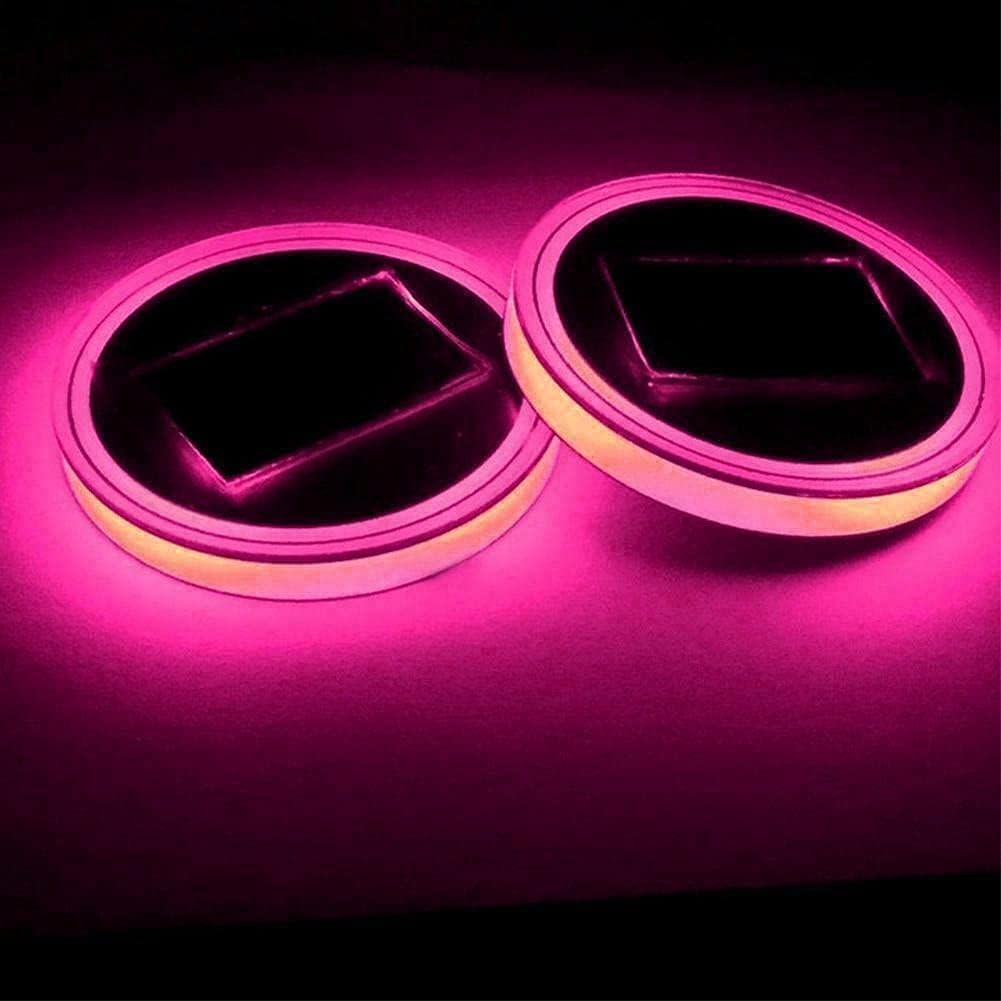 LED Coaster, Solar LED Cup Holder Lights LED Car Coasters Solar LED Car Cup Holder Mat Waterproof Bottle Drinks Coaster (White, 1 Pack)