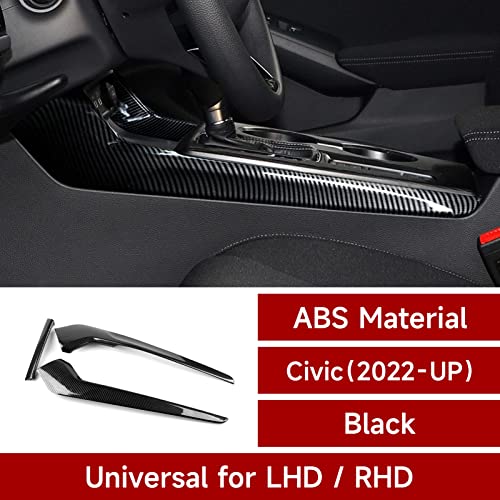 Image of Car Side Gear Shift Cover Strip Decals for 2022 2023 2024 2025 2026 Honda Civic 11th Gen Accessories ABS Carbon Fiber Interior Stickers