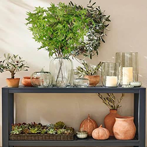 Sggvecsy 4Pcs Artificial Maple Leaves Branches Fake Green Leaves Stems Maple Leaves Shrubs Spring Summer Leaf Bushes Faux Silk Foliage For Home Kitchen Table Centerpieces Festival Decor (Green) #TOP2