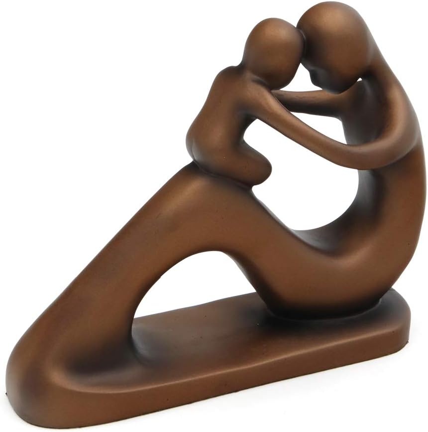 Culture Spot Hand-Painted Mother Child Statue with Bronze Finish | Made of Polystone in a Classic Bronze Color | Indoor Placement | 6 Inches Height and 7.25 Inches wide