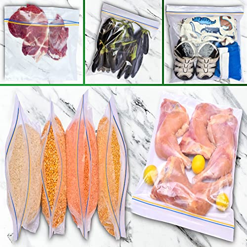 Catiferous 40 Pcs Zip Lock Bags Large Reusable Freezer Bags, 1-Gallon (4.55L) Ziplock Bags Food, Leakproof BPA Free Large Food Bags Zip Seal, Airtight Heavy Duty Plastic Ziplock Bags Food Catiferous 40 Pcs Zip Lock Bags Large Reusable Freezer Bags, 1-Gallon (4.55L) Ziplock Bags Food, Leakproof BPA Free Large Food Bags Zip Seal, Airtight Heavy Duty Plastic Ziplock Bags Food