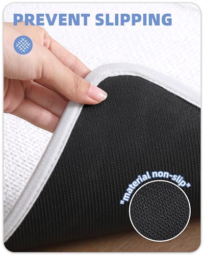 Color&Geometry White Bathroom Rugs Chenille Bath Mat- Absorbent thumb #3