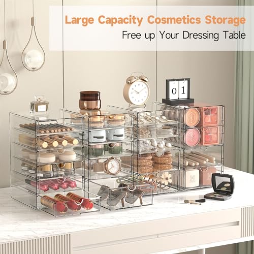 image for DOMNIU Makeup Drawer Storage Organizer with 20 Drawers, 4 Set Acrylic 