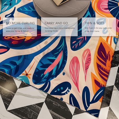 Tapis lavable en machine résistant aux taches 160x200cm style bohème - 4