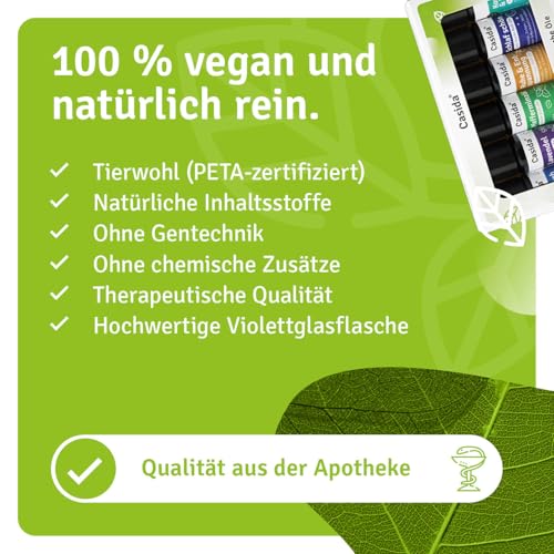 Casida Roll On Top 6 Set - 6 Duft Roll Ons mit naturreinen ätherischen Öle - verdünnt mit Kokosöl- Duftöl, Aromaöl- ideal für Aromatherapie und unterwegs - 6x10ml