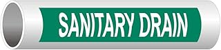 ComplianceSigns.com Sanitary Drain (White Legend On Green Background) Pipe Label, 8x2 inch 5-Pack Vinyl for Pipe Markers Pipeline/Utility Hazmat