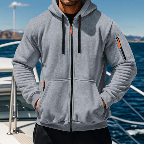 Image of MANTORS Mens Fleece Jackets Contrast Hoodies Lightweight Sweatshirt Color Block Jacket Coats