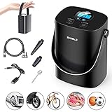 【LED Licht】 Sie können die Druckeinheit der Luftpumpe über das LCD-Display einstellen. Das LED-Licht kann Sie den Reifen nachts leichter aufpumpen. Das LED-Licht kann auch als Notlicht in freier Wildbahn verwendet werden.