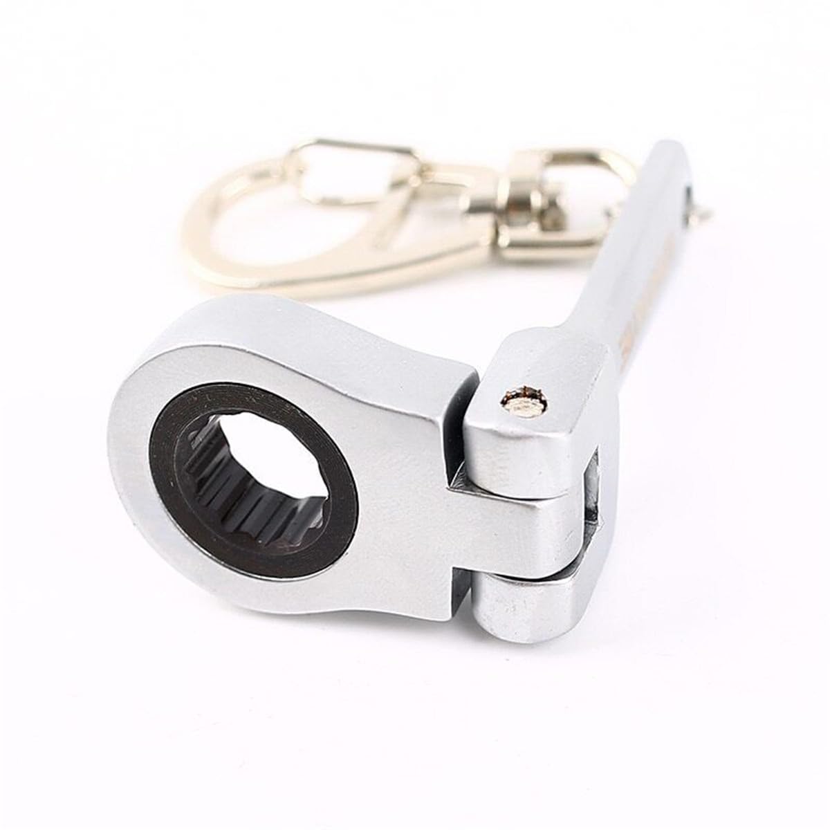 Michear 10mm Ratchet Spanner 180°Flex-Head Keyring Combination 10mm Spanner Portable Ratchet Ring Wrench (Silve) - Image 2