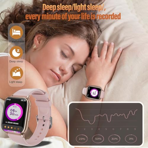 Smartwatch voor dames, 1,83 inch touchscreen, fitnesshorloge, met telefoonfunctie, Smart Watch, fitness, SpO2, bloeddrukmeting, slaapmonitor, hartslagmeter, stappenteller, 120+ sportmodi (rose gold) - Afbeelding 6