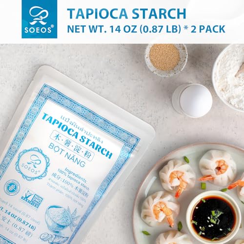 image for Soeos Tapioca Flour Starch, 14 Ounce (Pack of 2), All Natural Tapioca 