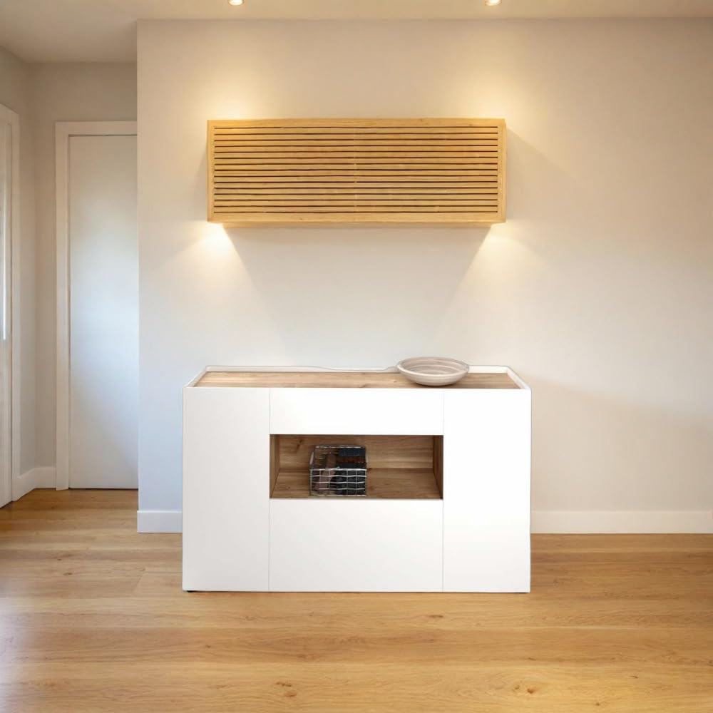 Madia Kitwood Rovere Bianco - 3 Ante e 1 Cassetto - 160x42x93 cm