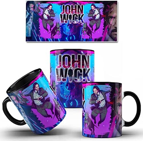 Caneca John Wick com Porta Canecas cor:Preto