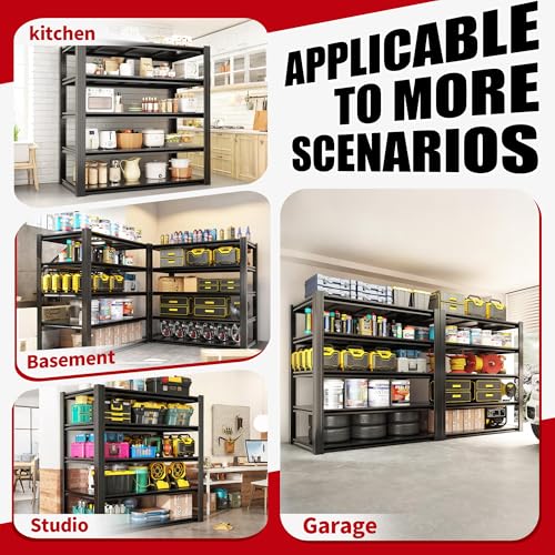 FOSTOKO Storage Shelves, 5-Tier Garage Shelving, Adjustable Heavy Duty Shelving Units, Metal Industrial Utility Organizer Storage Racks for Basement, Kitchen, Warehouse, Pantry, 24" D×48" W×72" H by FOSTOKO - Image 6